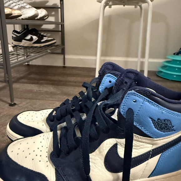 Jordan High Top Sneakers in Navy & Light Blue - Picture 3 of 4